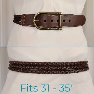 Ariat Triple Braid Brown Leather Belt, Size 32